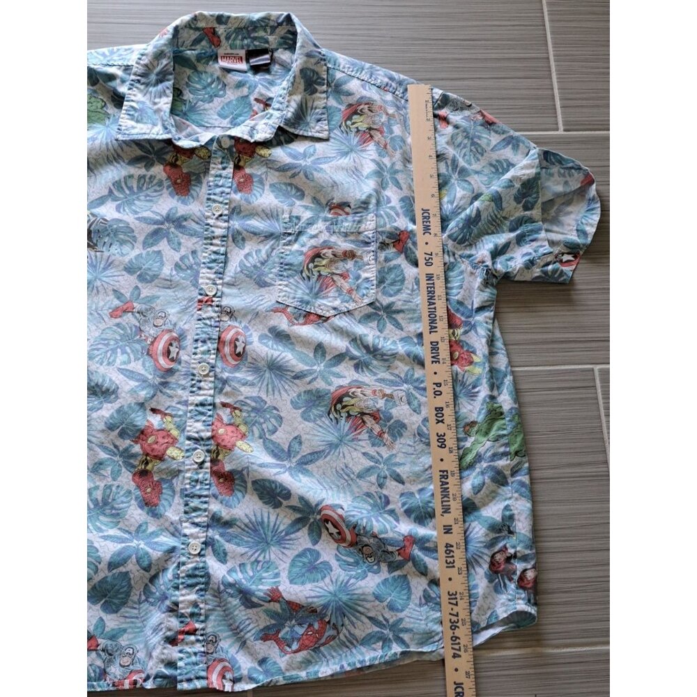 Marvel Mens 2XL Hawaiian Button-Up Shirt Featuring Avengers Short Sleeve Cotton - Picture 11 of 11